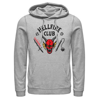Men's Stranger Things Welcome to the Hellfire Club Pull Over Hoodie - Athletic Heather - 3X Large | Target