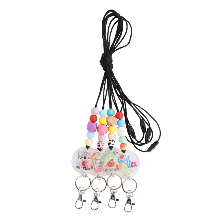DESIGNICE 4pcs Teacher Lanyard for Name Badges Keys Beaded Lanyard with Breakaway Clasp for Schoo... | Walmart (US)