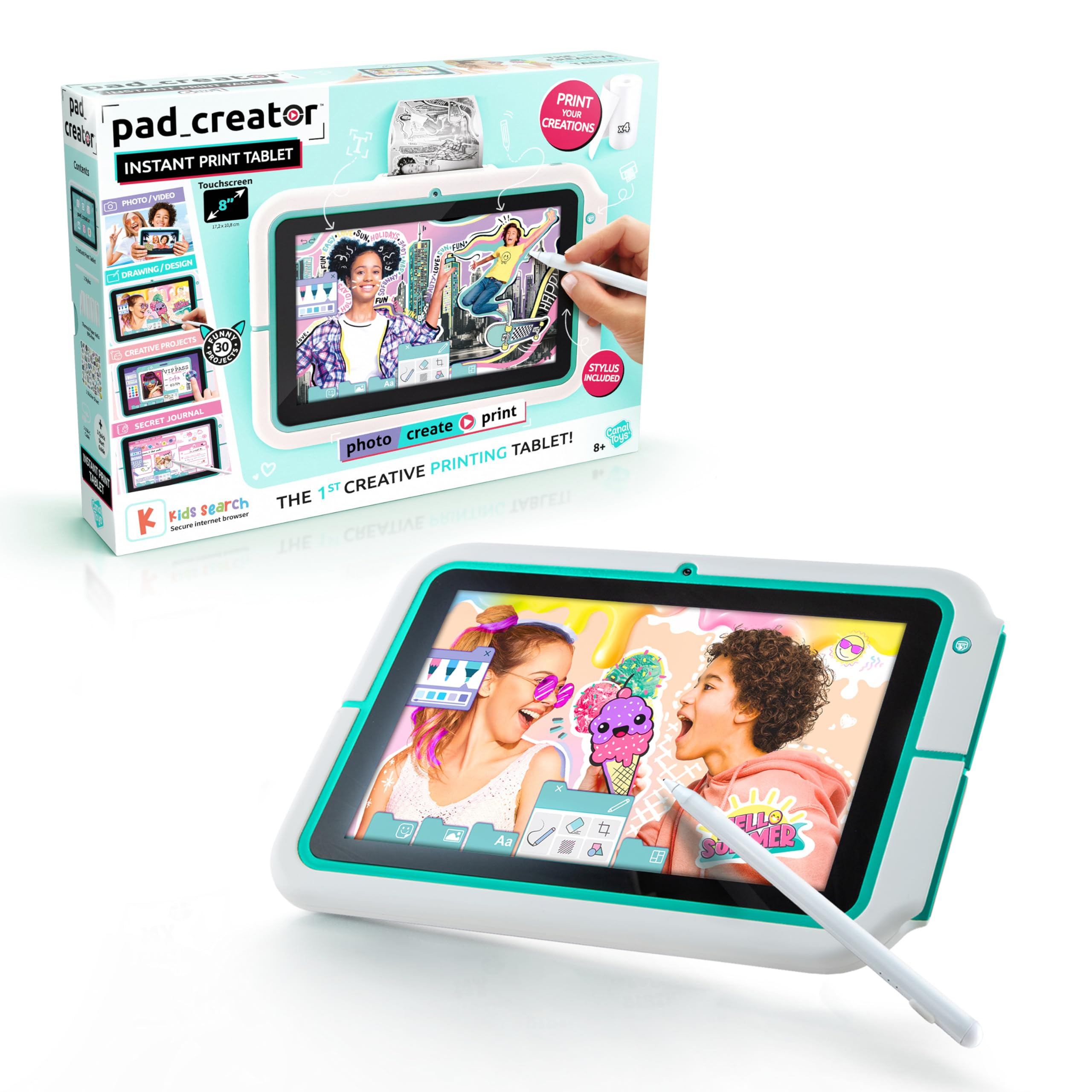 Pad Creator Instant Print Tablet for Kids – 8″ Touchscreen with Stylus, 12MP Camera & Built i... | Amazon (UK)