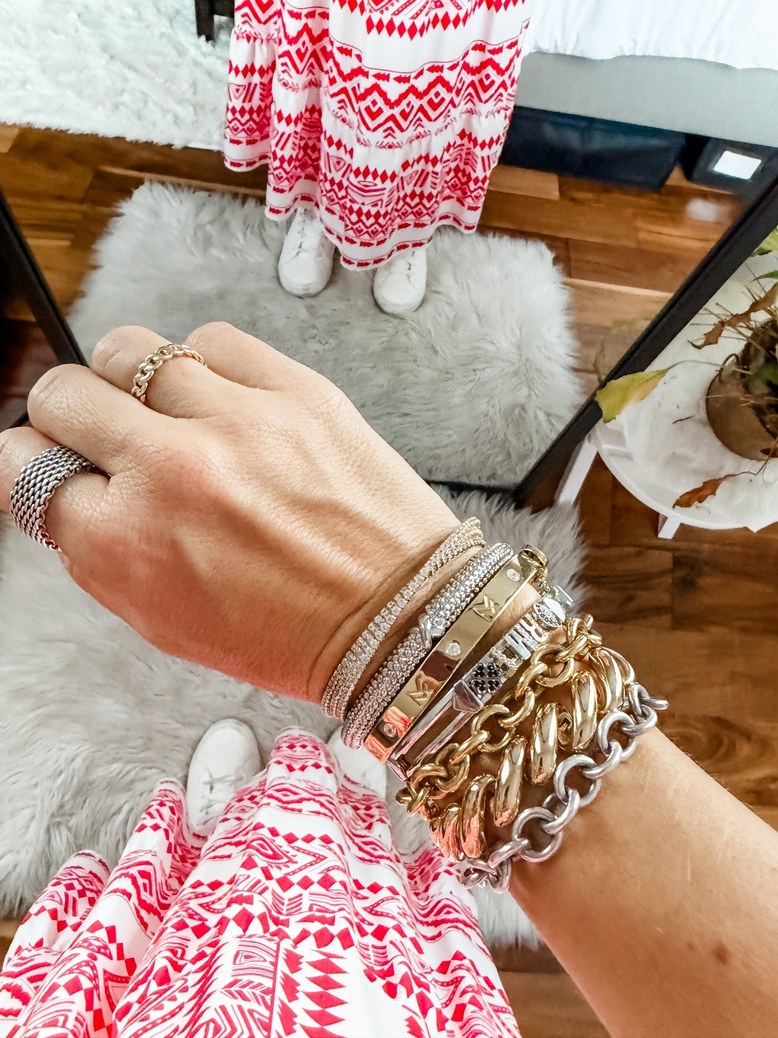 My favorite mixed metal arm stack lately!

#LTKOver40