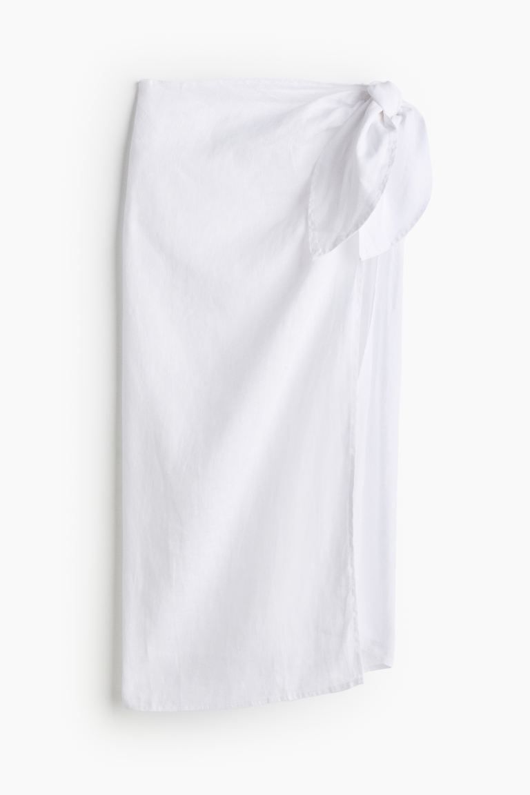 Linen Sarong - Midi - White - Ladies | H&M US | H&M (US + CA)