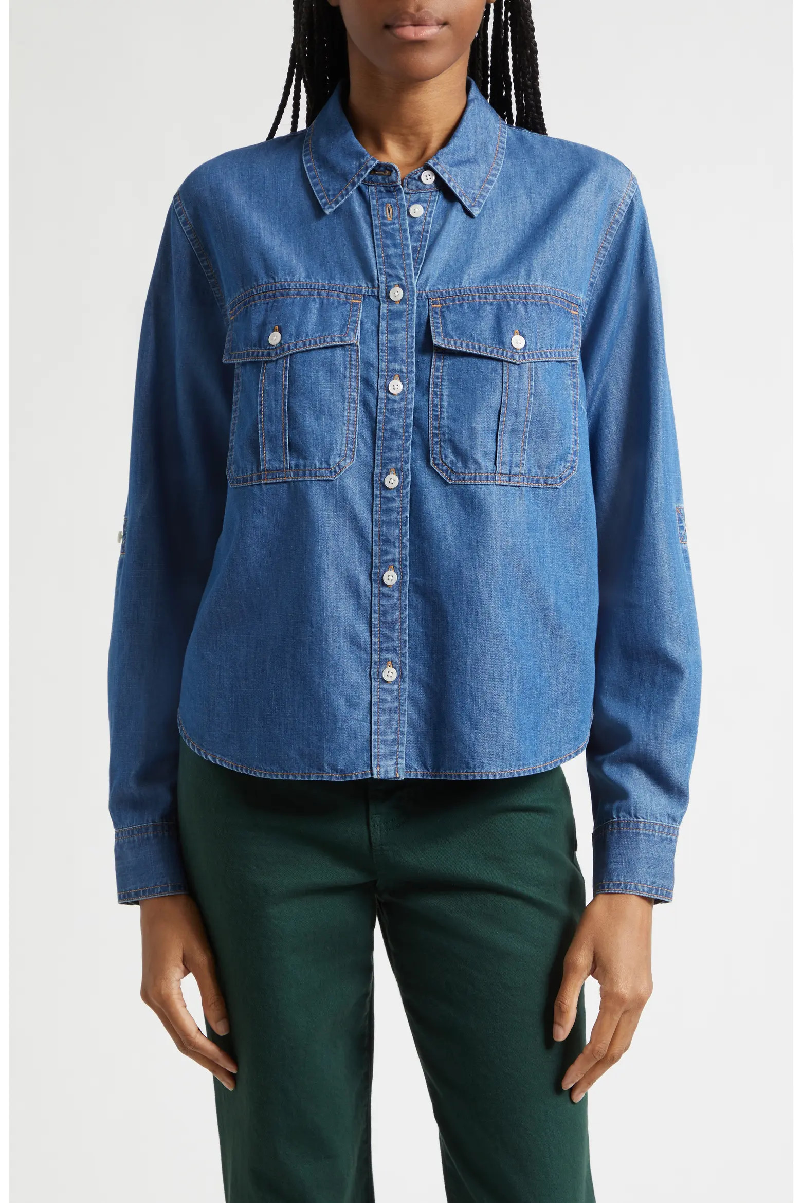 Veronica Beard Catriona Cotton Blend Button-Up Shirt (Women) | Nordstrom | Nordstrom