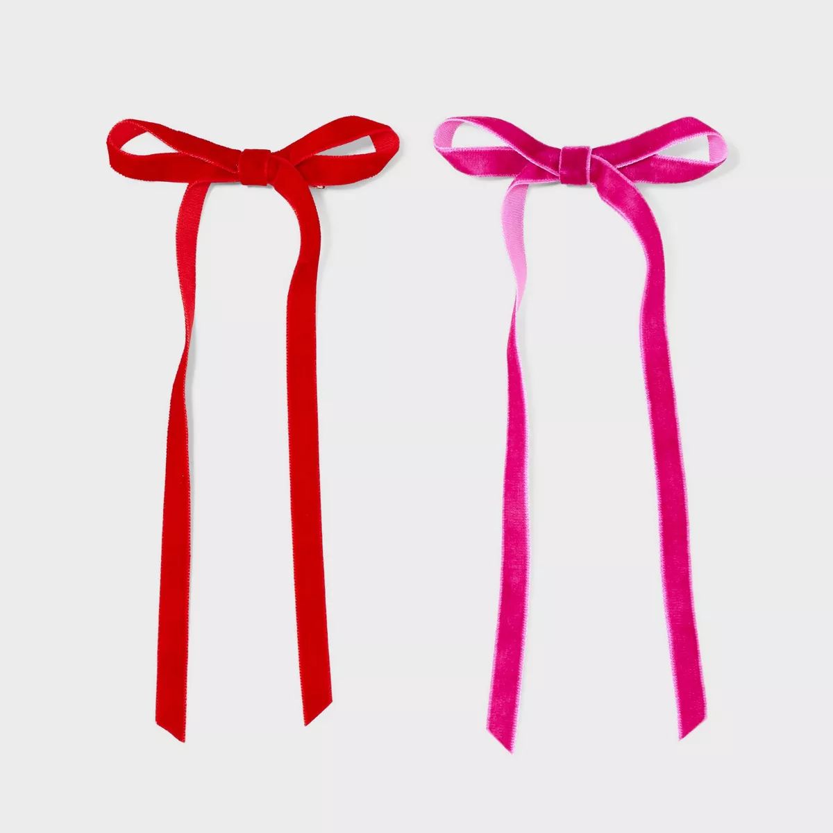 Ribbon Bow Hair Clips 2pc - A New Day™ Pink/Red | Target