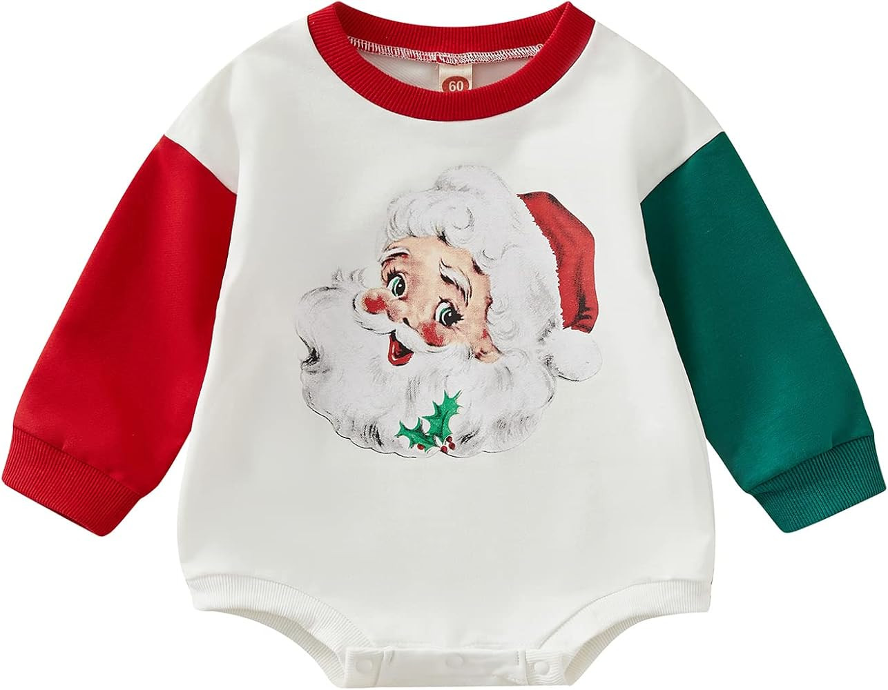 Hoanselay Baby Boy Girl Christmas Outfit Santa Claus Long Sleeve Shirt Romper Onesie My First Chr... | Amazon (US)