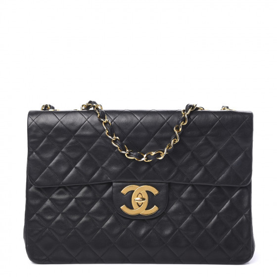 Lambskin Quilted XL Jumbo Single Flap Black | Fashionphile
