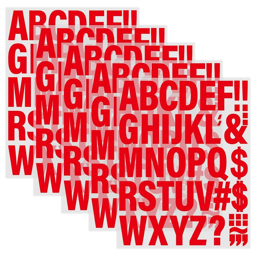 5 Sheets 220 Pieces Iron On Letters for Clothing, 2 Inch Heat Transfer Letter Decals, Red Iron On... | Amazon (US)