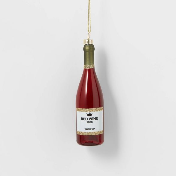Wine Bottle Glass Christmas Tree Ornament Red - Wondershop™ | Target
