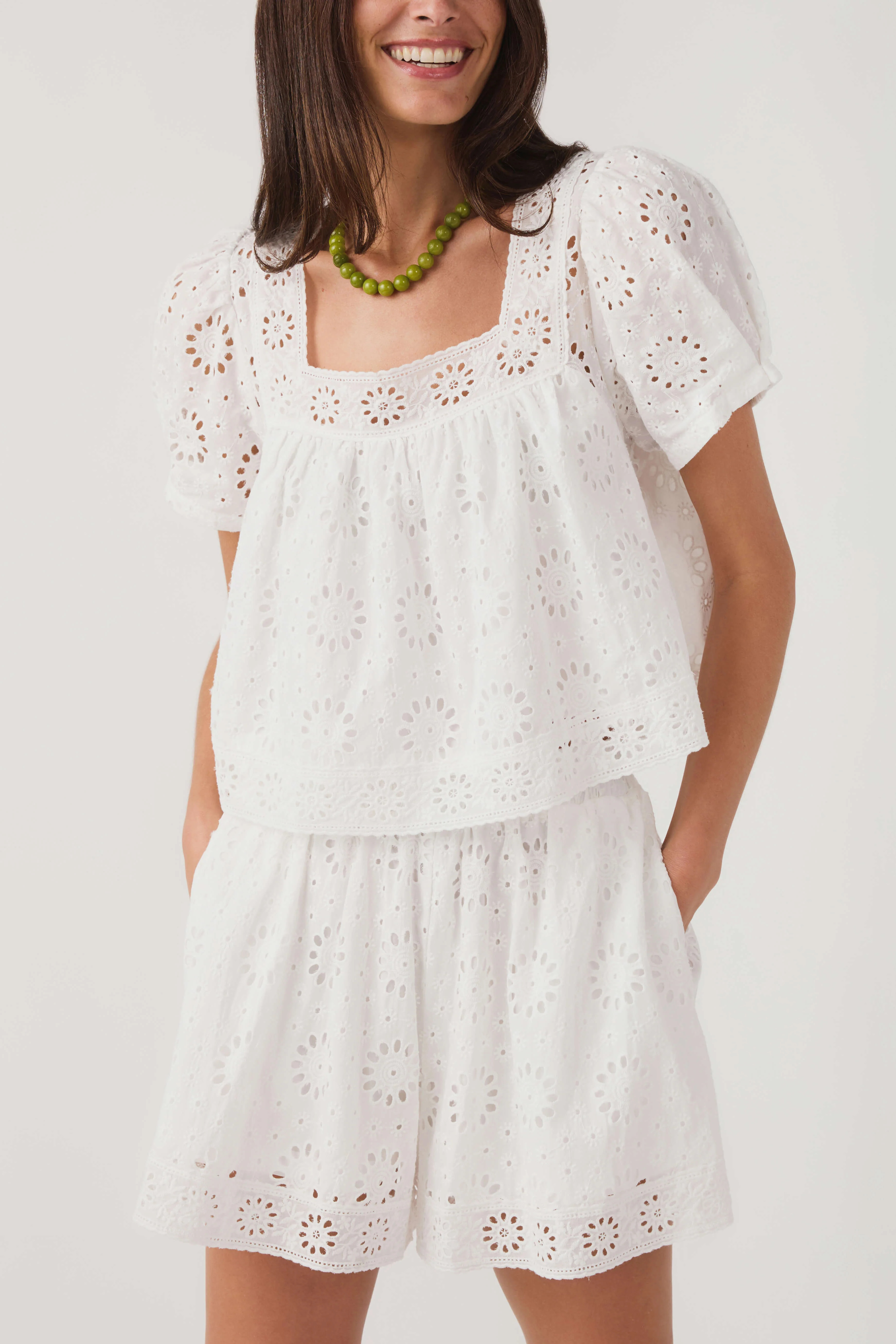 Mable Eyelet Embroidered Short Set | Social Threads
