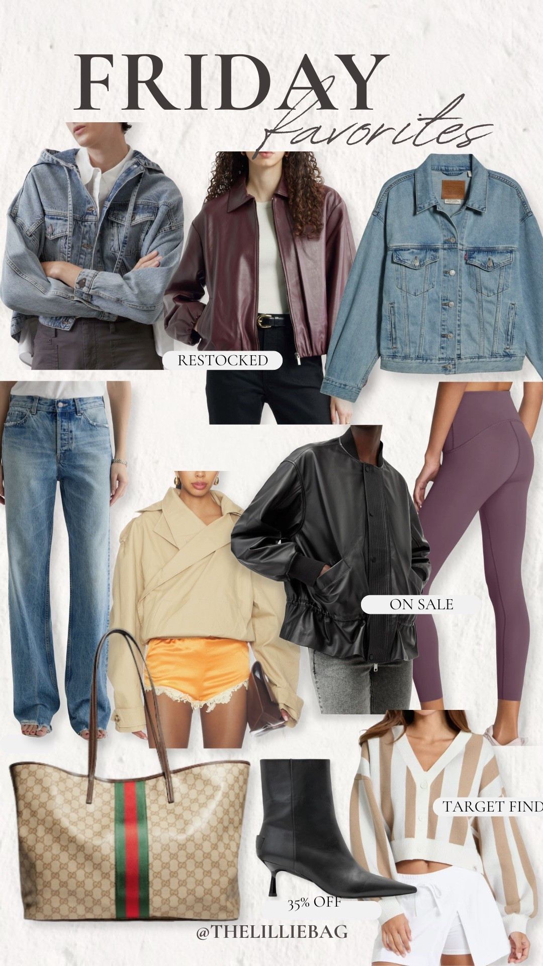 Friday Favorites are here! ✨ So many great pieces this week—from the restocked leather jacket and denim jackets to my favorite wide-leg jeans and the prettiest neutral layers. The faux leather bomber is on sale, those boots are 35% off, and I’m obsessed with this striped cardigan for the summer-to-fall transition.

leather jacket, denim jacket, faux leather bomber, wide leg jeans, neutral cardigan, ankle boots, fall style, transitional outfits, wardrobe staples, neutral fashion, elevated casual, weekend style

#LTKootd #LTKSeasonal #LTKSaleAlert