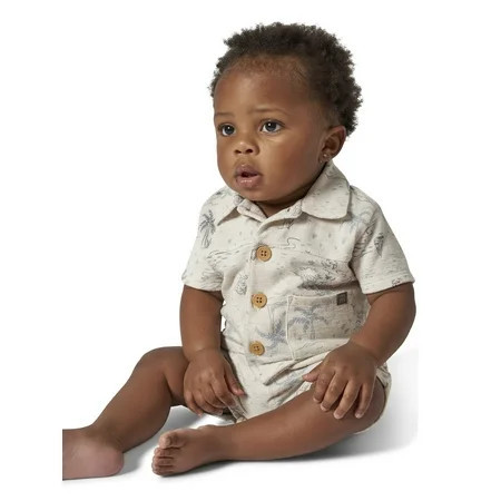 Modern Moments By Gerber Baby Boy Collar Shirt and Short Outfit Set, 2-Piece, 0/3 Months - 24 Months | Walmart (US)