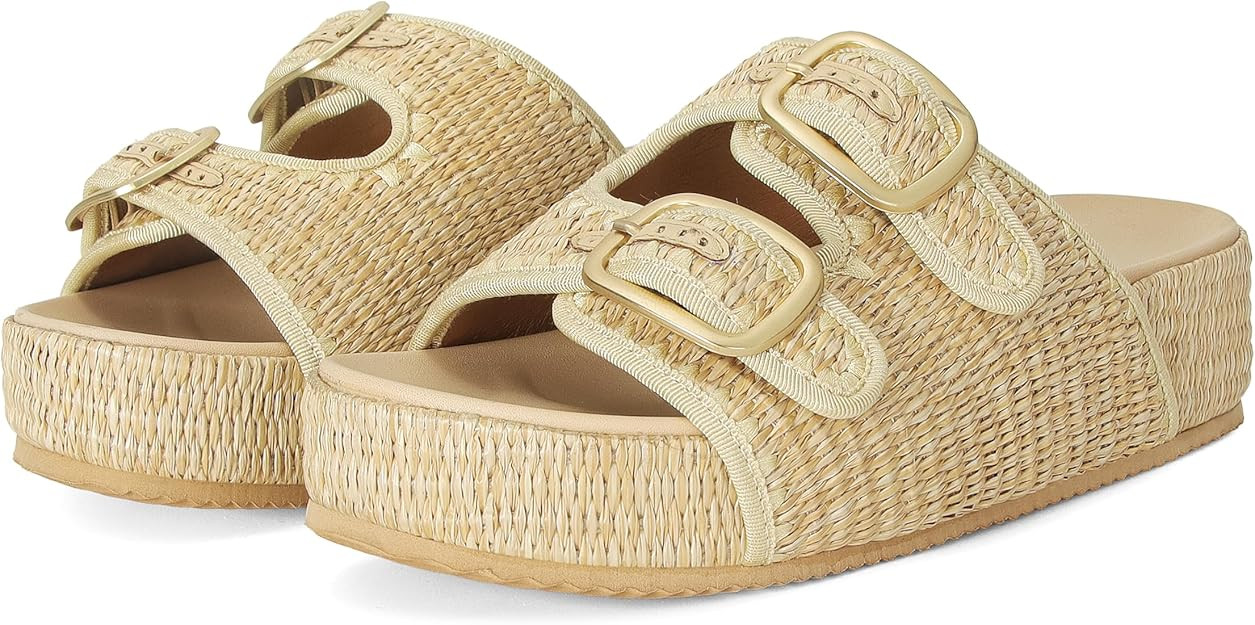 Raffia Sandals for Women Platform Slide Sandals Espadrille Adjustable Double Buckle Summer Comfor... | Amazon (US)