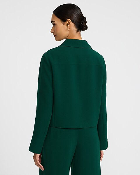 Signature Crepe Collared Jacket | Express