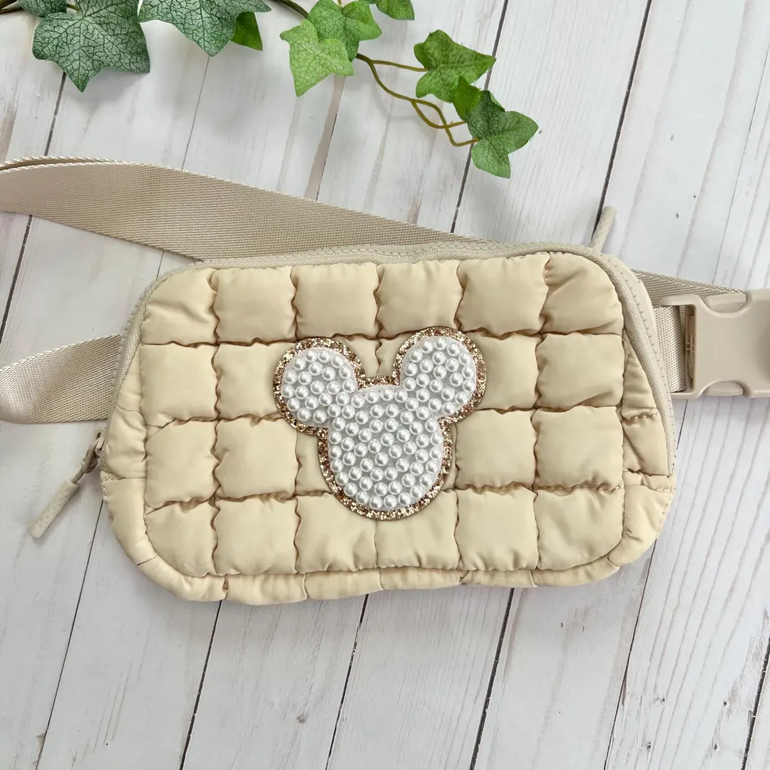 Puffer Crossbody, Belt Bag, Waist Bag, Fanny Pack With Patch, Pearl, Minnie, Mickey - Etsy | Etsy (US)