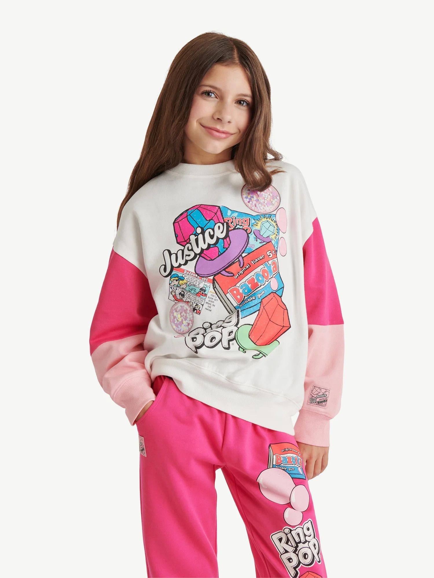 Justice Girls Ring Pop/Bazooka Collab Crew, Sizes XS-XLP - Walmart.com | Walmart (US)