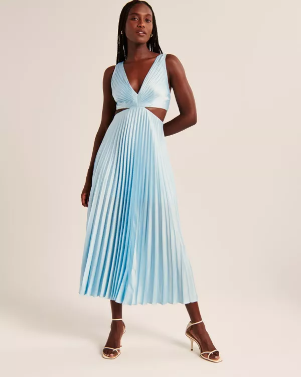 Satin Pleated Cutout Maxi Dress curated on LTK