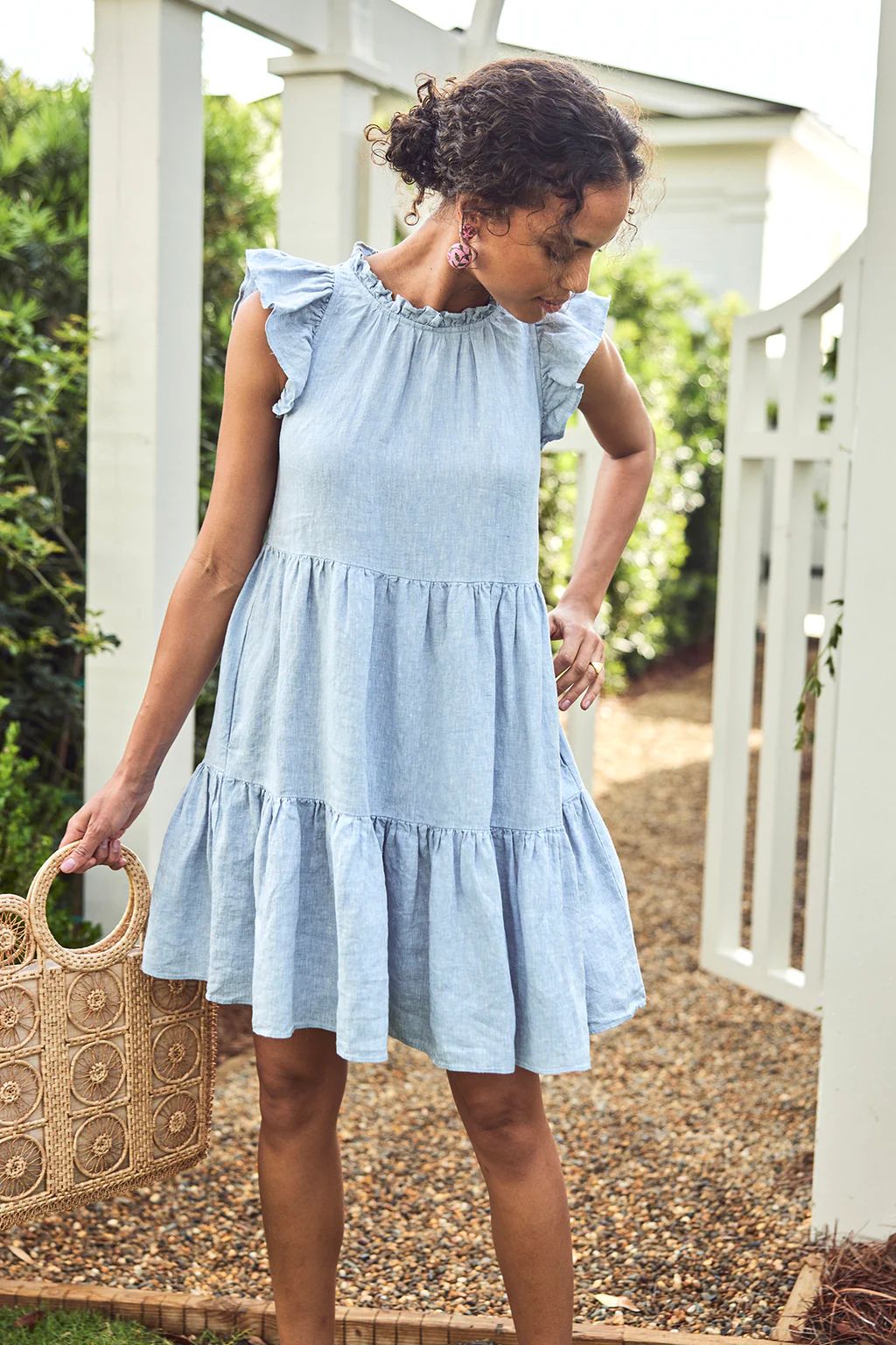 Helen Dress in Blue Linen | Lake Pajamas