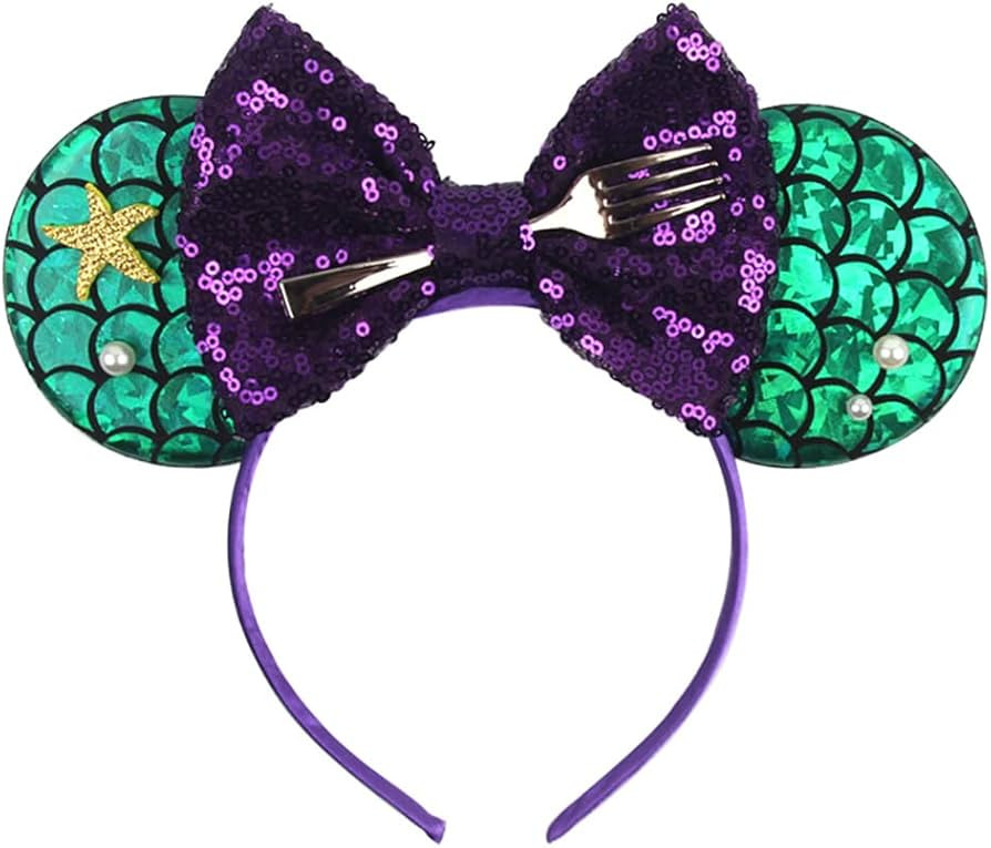 Foeran Mouse Ears Headbands Shiny Bows Mouse Ears Glitter Party Princess Decoration Cosplay Costu... | Amazon (US)