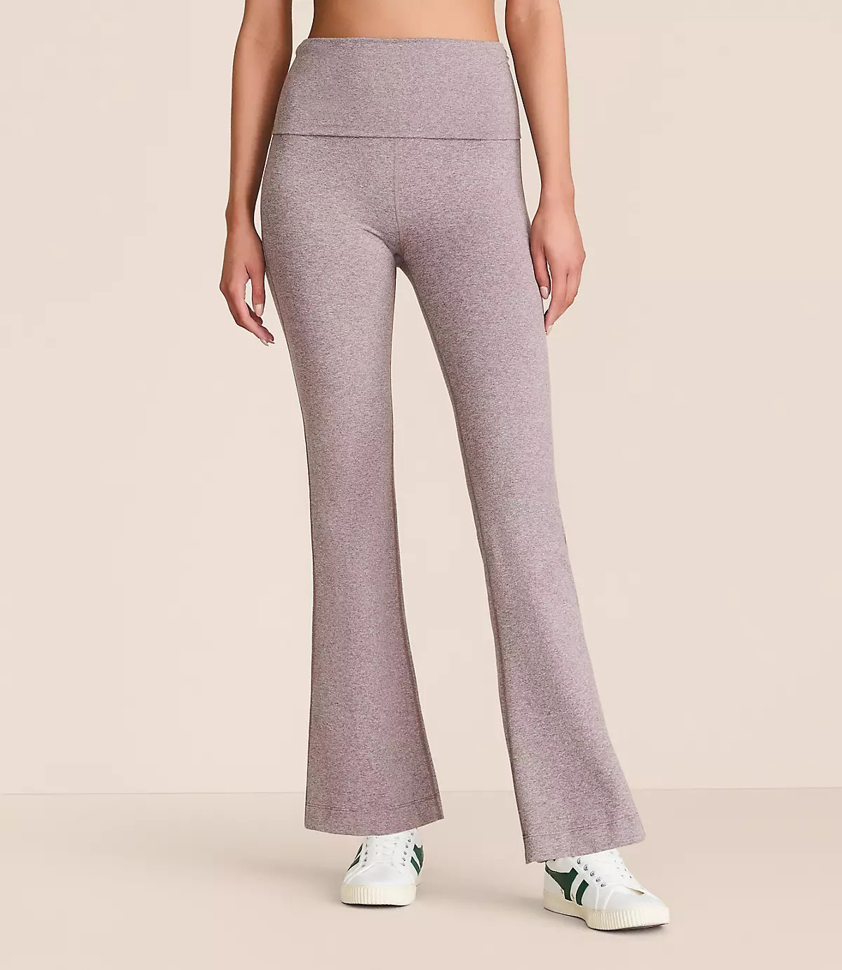 Lou & Grey Heathered Brushedsoft Foldover Flare Pants | LOFT