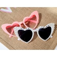 Bride To Be Heart Sunglasses With Pearls & Pink Retro Bridesmaid | Etsy (US)