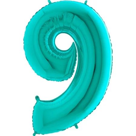 40"" Tiffany Blue Number 9 Balloon - Shiny Mylar Balloon - Birthday Party Balloon | Walmart (US)