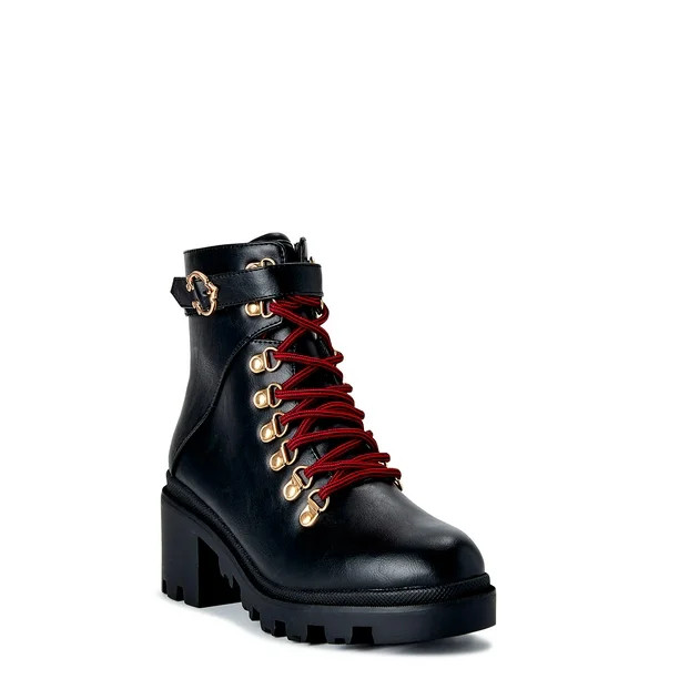 C. Wonder Women's Laney Lug Sole Lace Up Boots | Walmart (US)