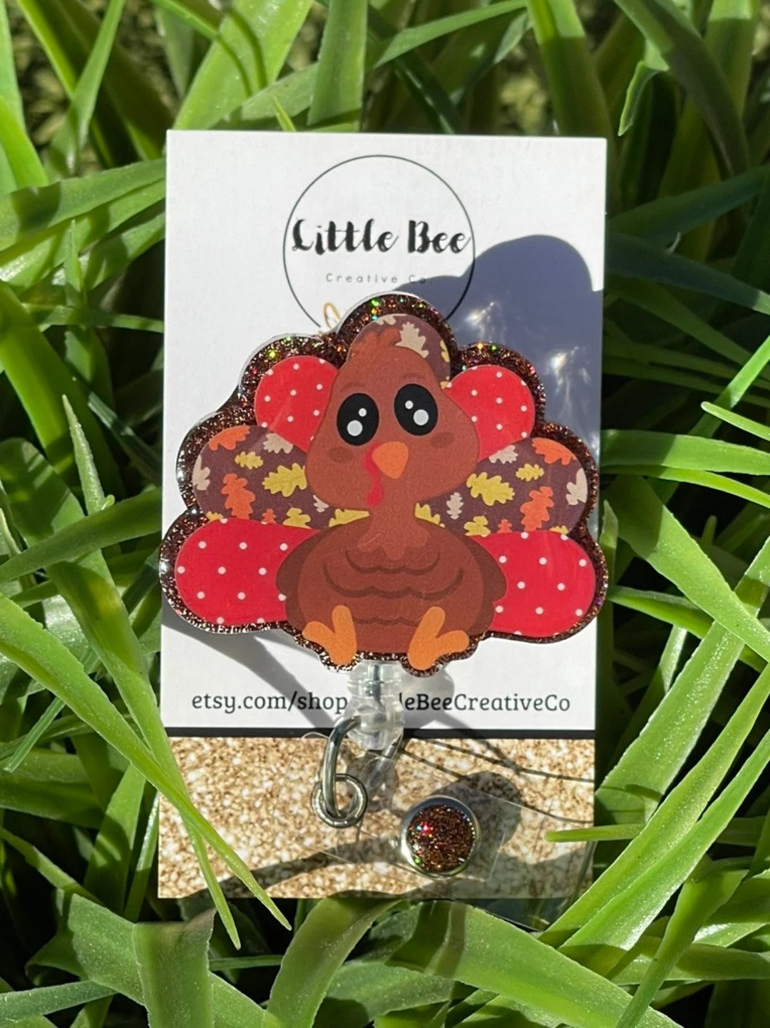 Glitter Turkey Badge Reel: Thanksgiving Fall Accessory - Etsy | Etsy (US)