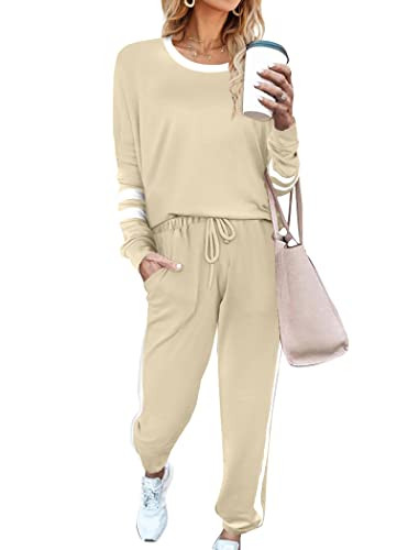 Aloodor Sweatsuit for Women 2 Piece Outfits for Womens Crewneck Sweatshirts Pullover | Amazon (US)