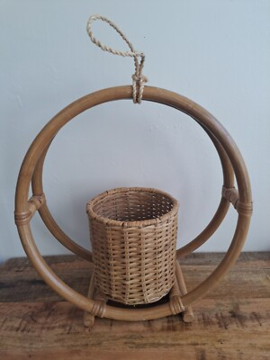 Opalhouse Boho Rattan Wicker Hanging Round Planter 14 x 15 x 6 in PRE Owned | eBay US