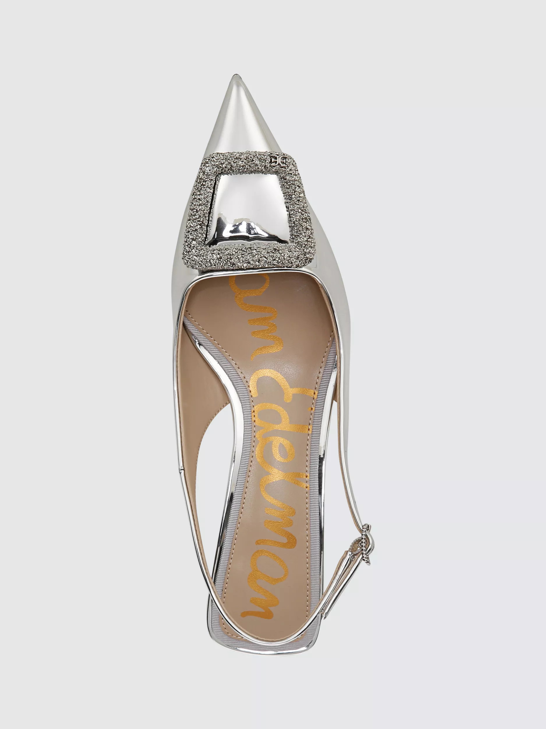 Sam Edelman Kammie Kitten Heel Slingback Court Shoes, Soft Silver | John Lewis (UK)