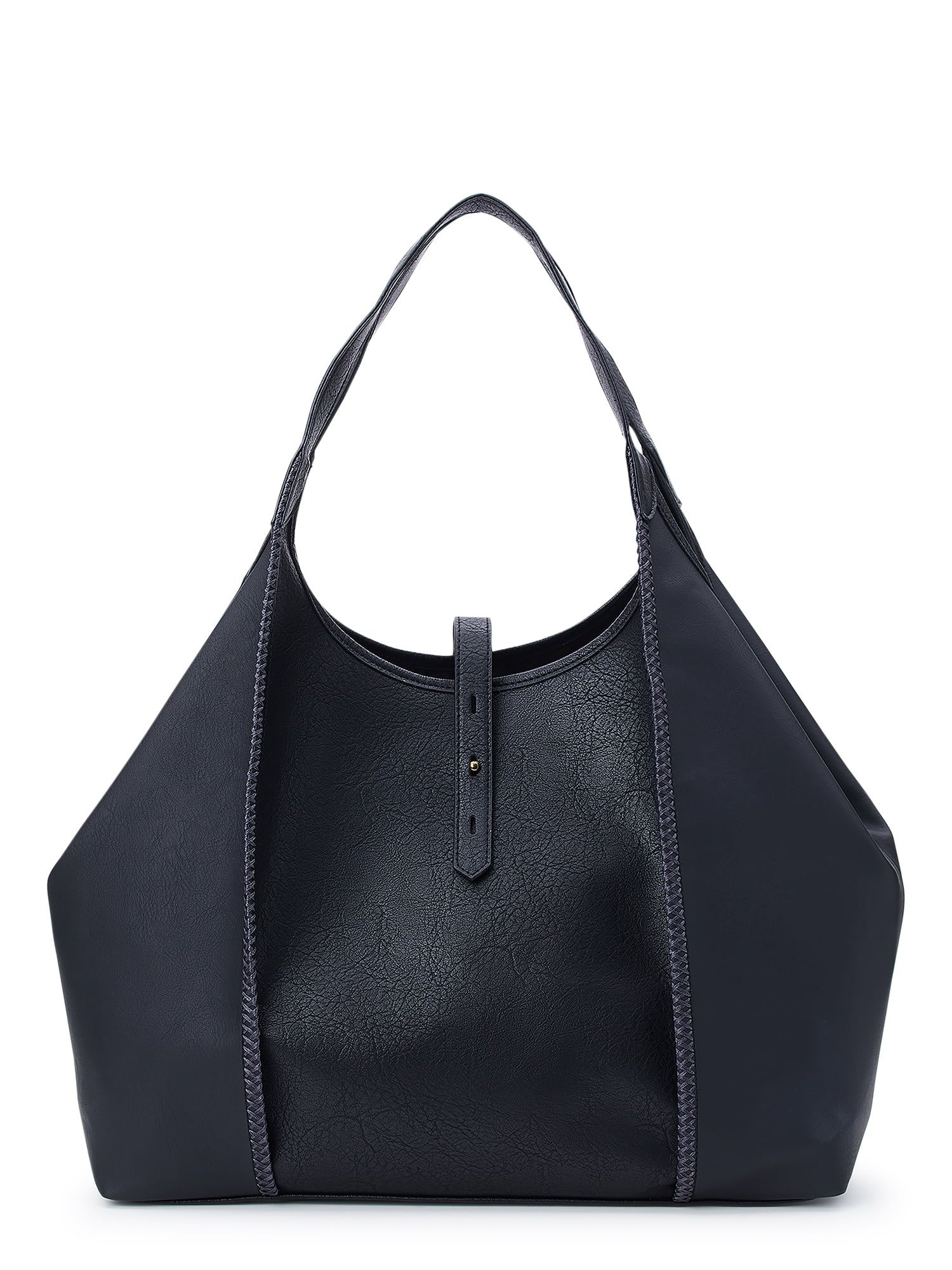 Time and Tru Women's Avery Tote Handbag, Black | Walmart (US)