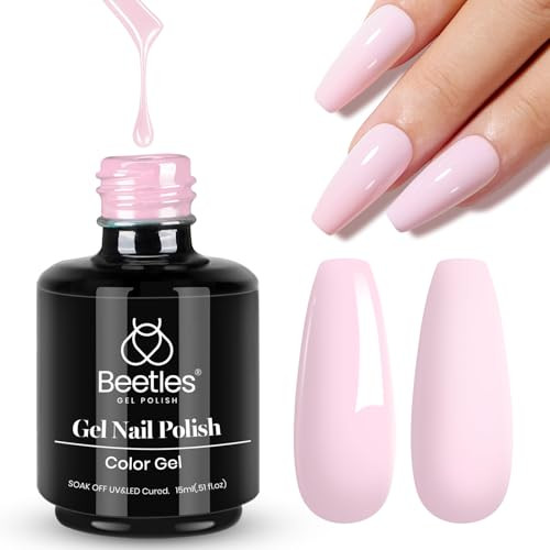 Beetles Pink Gel Polish, 15ML Light Barely Pink Gel Nail Polish | Soak-Off UV LED, Long-Lasting N... | Amazon (US)