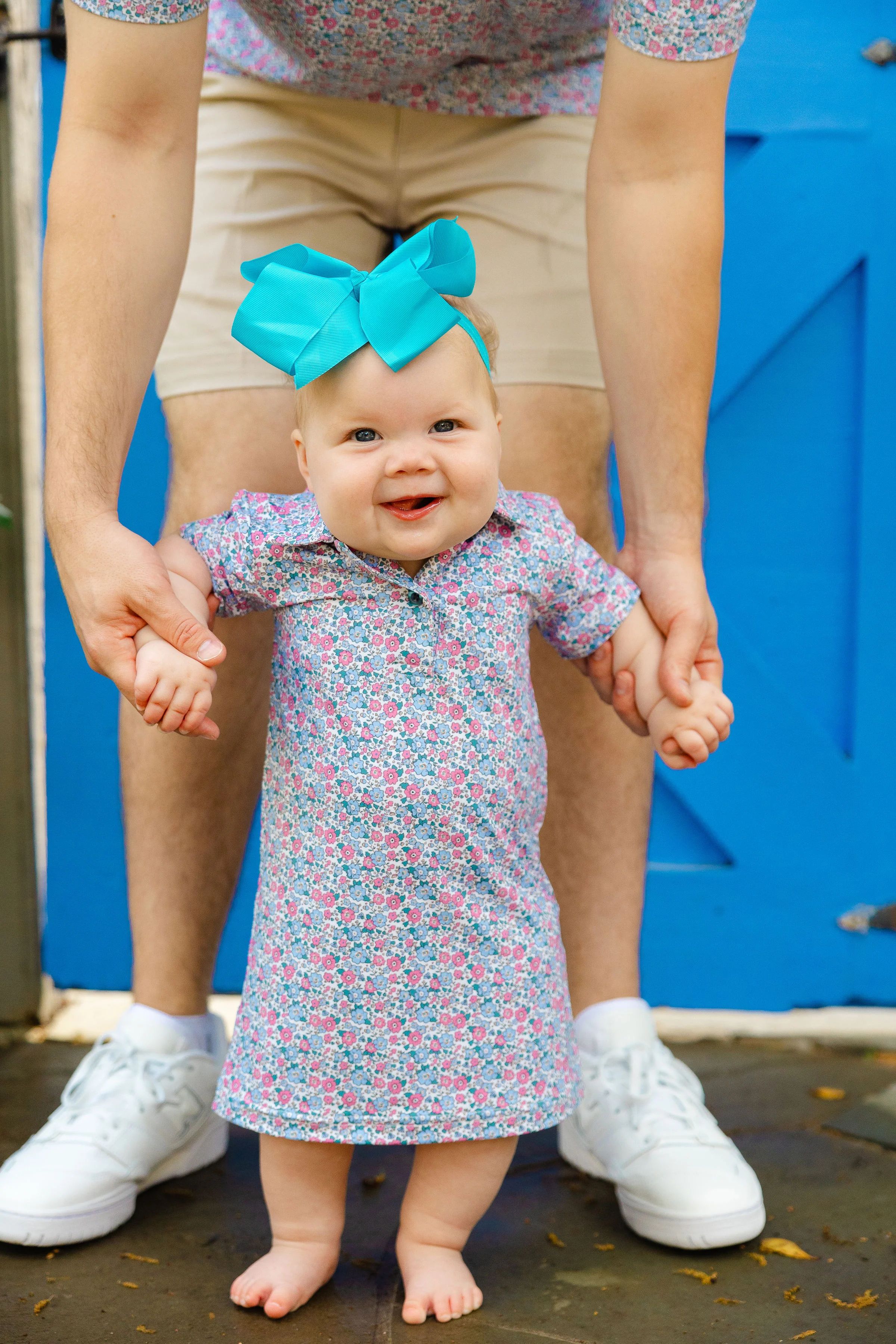 Pink and Blue Floral Polo Dress | Poppy Kids Co