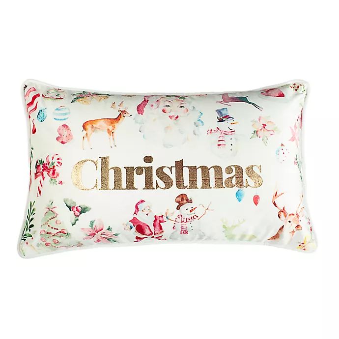 Safavieh Mable Christmas Rectangle Accent Pillow in White/Gold | Bed Bath & Beyond