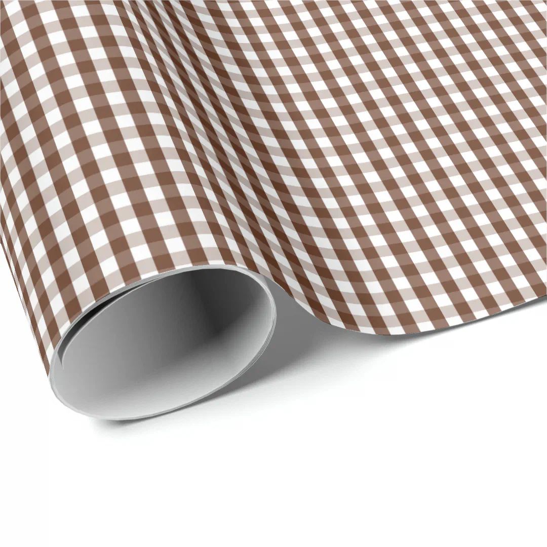 Small Brown and White Gingham Wrapping Paper | Zazzle | Zazzle