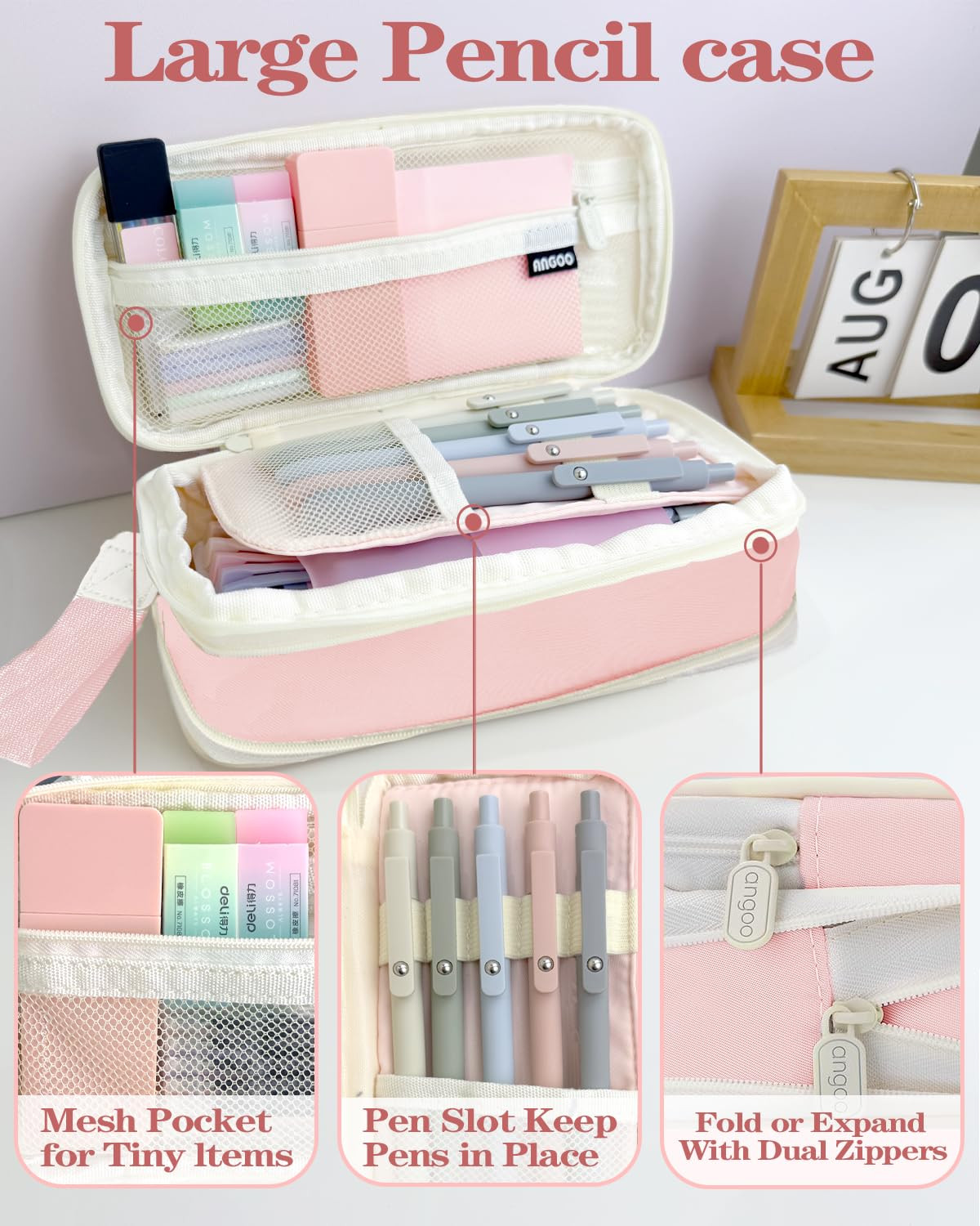 54Pcs Aesthetic School Supplies Set with Large Pastel Pencil Case 12 Dual Tip Highlighters, 6 Gel... | Amazon (US)