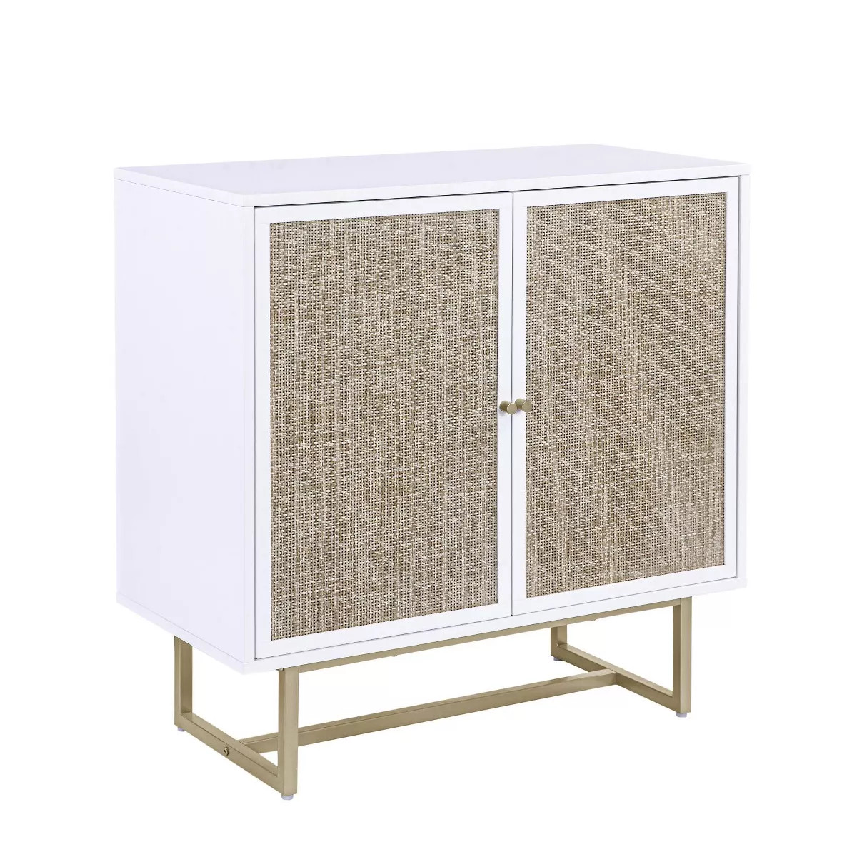 Nathan James Kova Storage Cabinet Textured Rattan White Wood: Oak Surface, Metal Frame, Fixed She... | Target