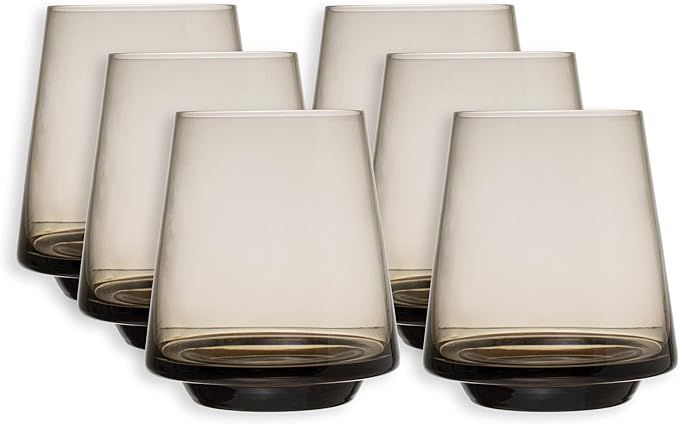 Bloomingville Stemless Wine Set with Smokey Grey Clear Glass Finish, Set of 6 Glassware | Amazon (US)