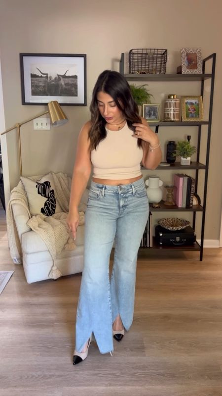 Midrise flare jeans! Usually a high waisted girl but these express jeans are amazing! Super smoothing and have a raw hem and front slit. Perfect for date night, a country concert or casual Friday. Date night outfit, express outfit, concert outfit inspo

#LTKfindsunder50 #LTKmidsize