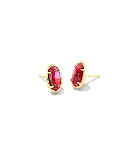 Kendra Scott Grayson Stone Stud Earrings Gold Bronze Veined Red Fuchsia One Size | Amazon (US)