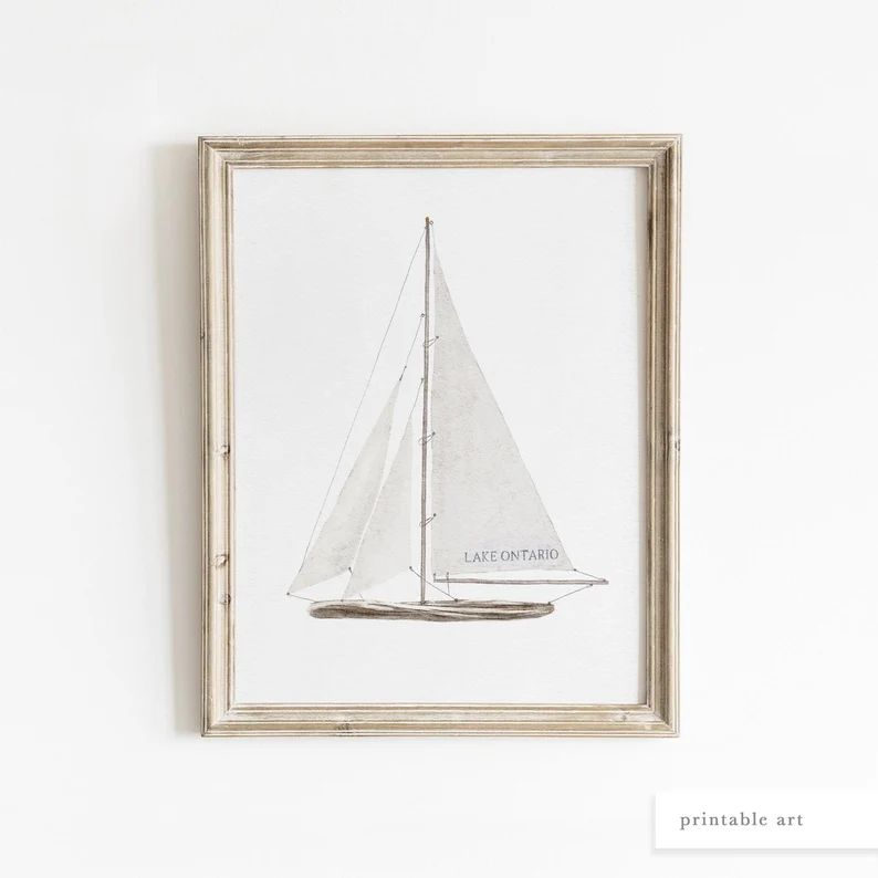 Watercolor Sailboat Print, Coastal Wall Art, Printable Art, Coastal Print, Coastal Art, Watercolo... | Etsy (US)