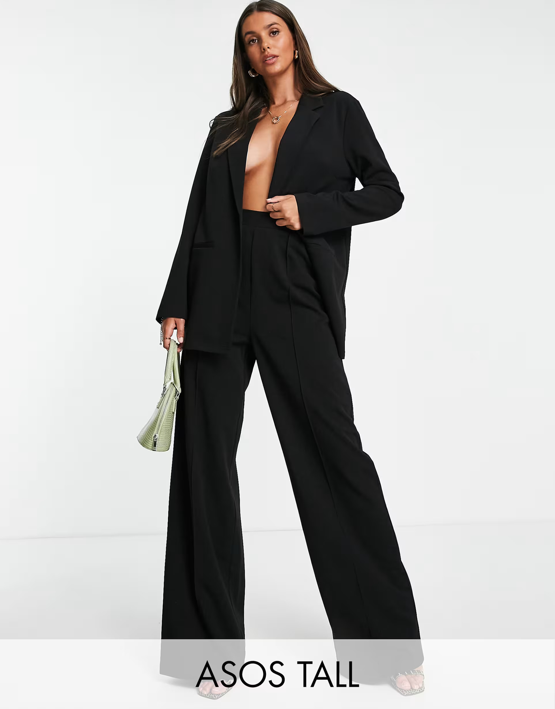 ASOS DESIGN Tall jersey slouchy wide leg trouser in black | ASOS (Global)