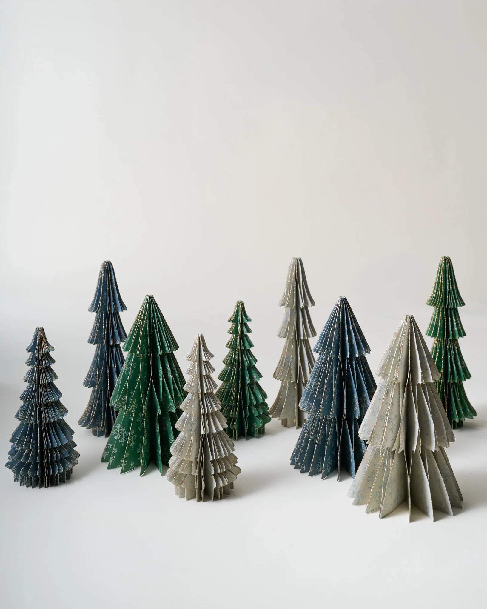 Holiday Floral Set of 9 Decorative Paper Trees | Magnolia