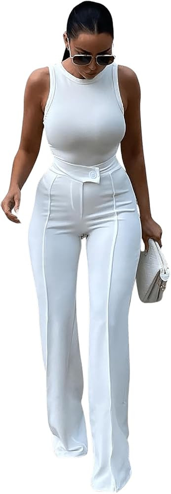 Wide Leg Work Pants for Womens High Waisted Stretchy Pants Wrinkle Free Business Office Trousers | Amazon (US)