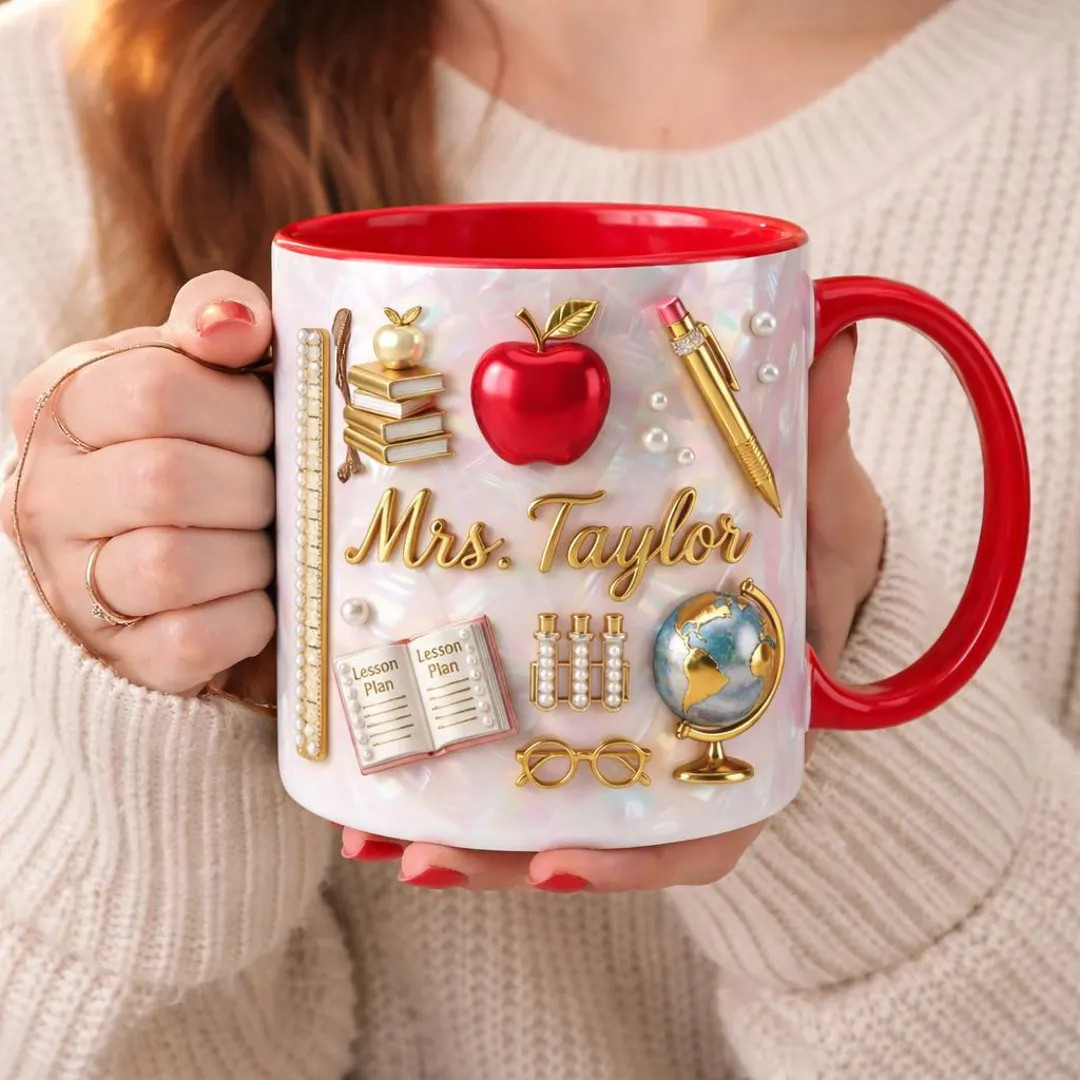 Personalized Teacher Mug with Name, Custom Teacher Coffee Mug, Cute Apple Gift for Teacher, Back ... | Etsy (US)