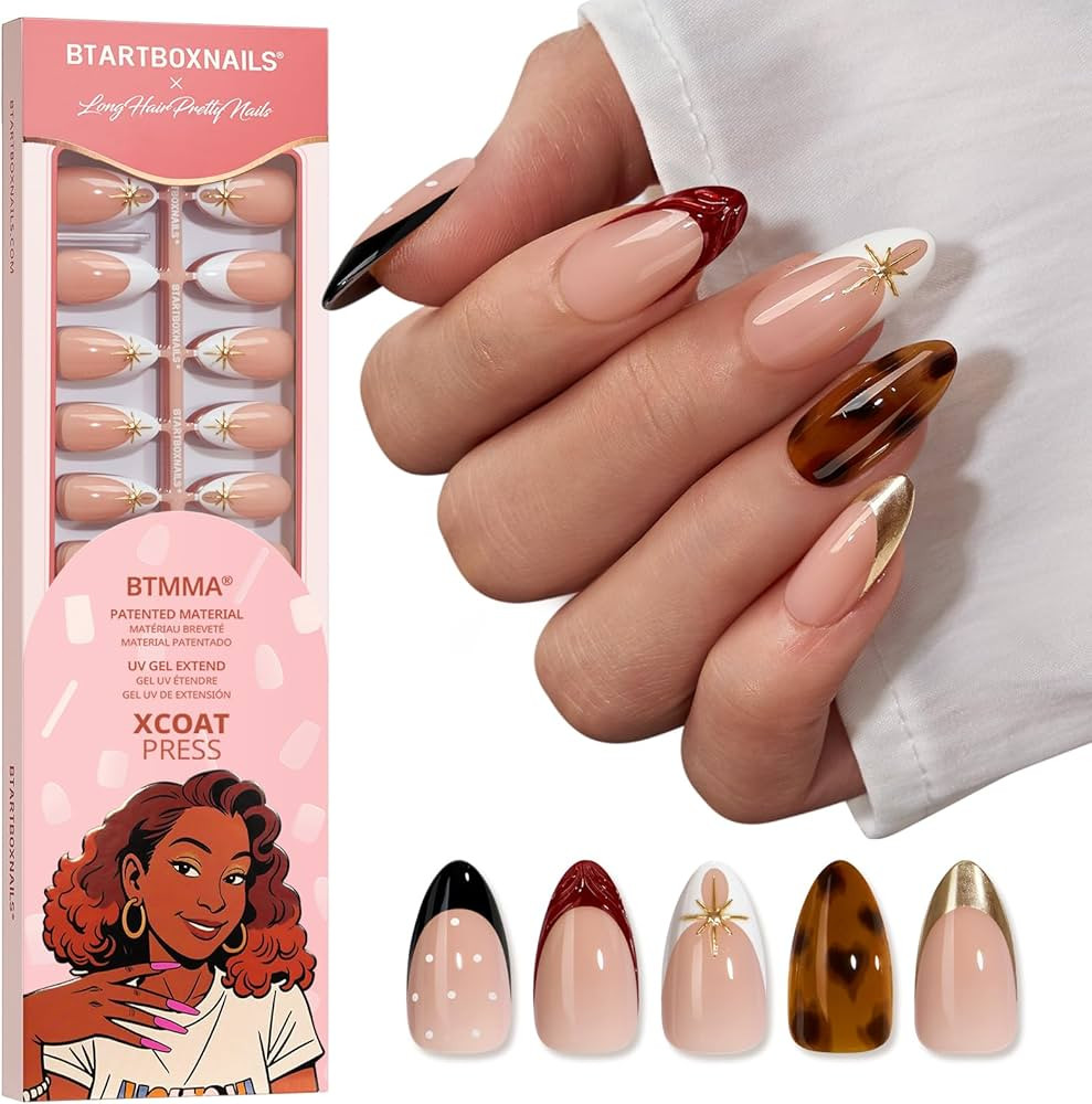 BTArtboxnails X LONGHAIRPRETTYNAILS Press On Nails - Whispers of Glamour, 5 Designs Mix Match Med... | Amazon (US)