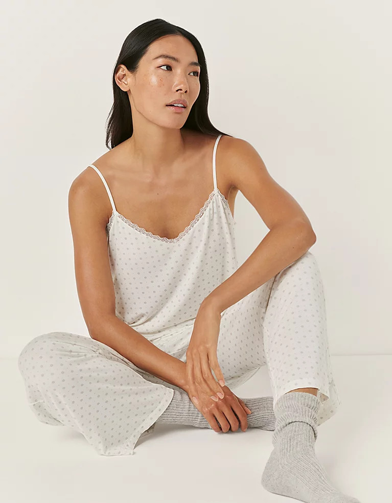 Jersey Daisy Dot Lace Cami Pyjama Set | The White Company UK & ROW