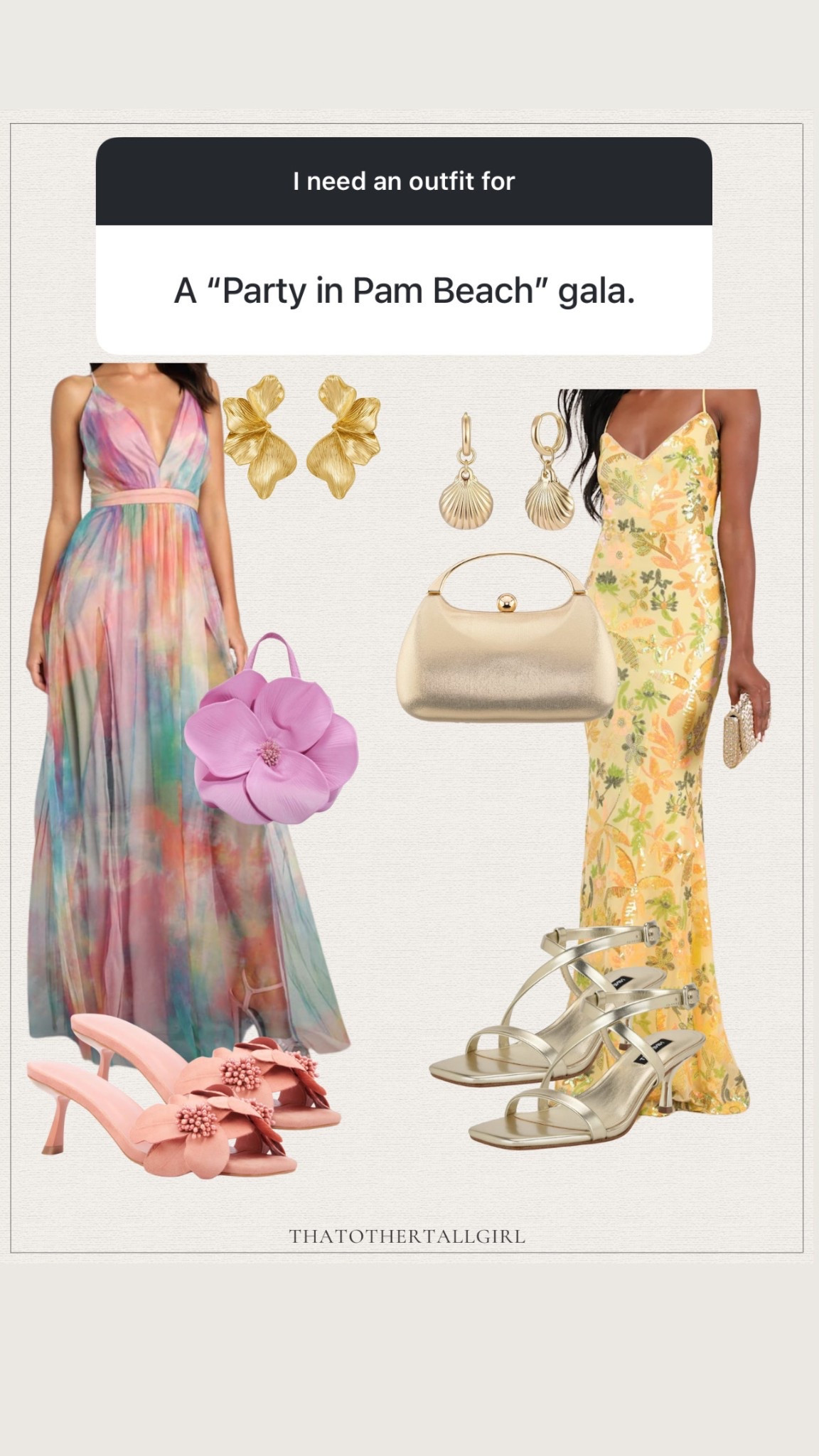 Tropical/ beach themed gala, formal dresses 

#LTKParties #LTKMidsize