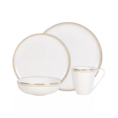 Fitz and Floyd Coupe Gold Bands 16-pc Dinnerware Set, Service for 4, White | Belk