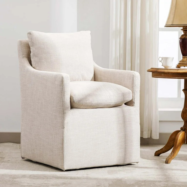 Duhome Modern Upholstered Dining Chair with Casters Slipcovered Arm Chair Comfy Dining Room Chair... | Walmart (US)