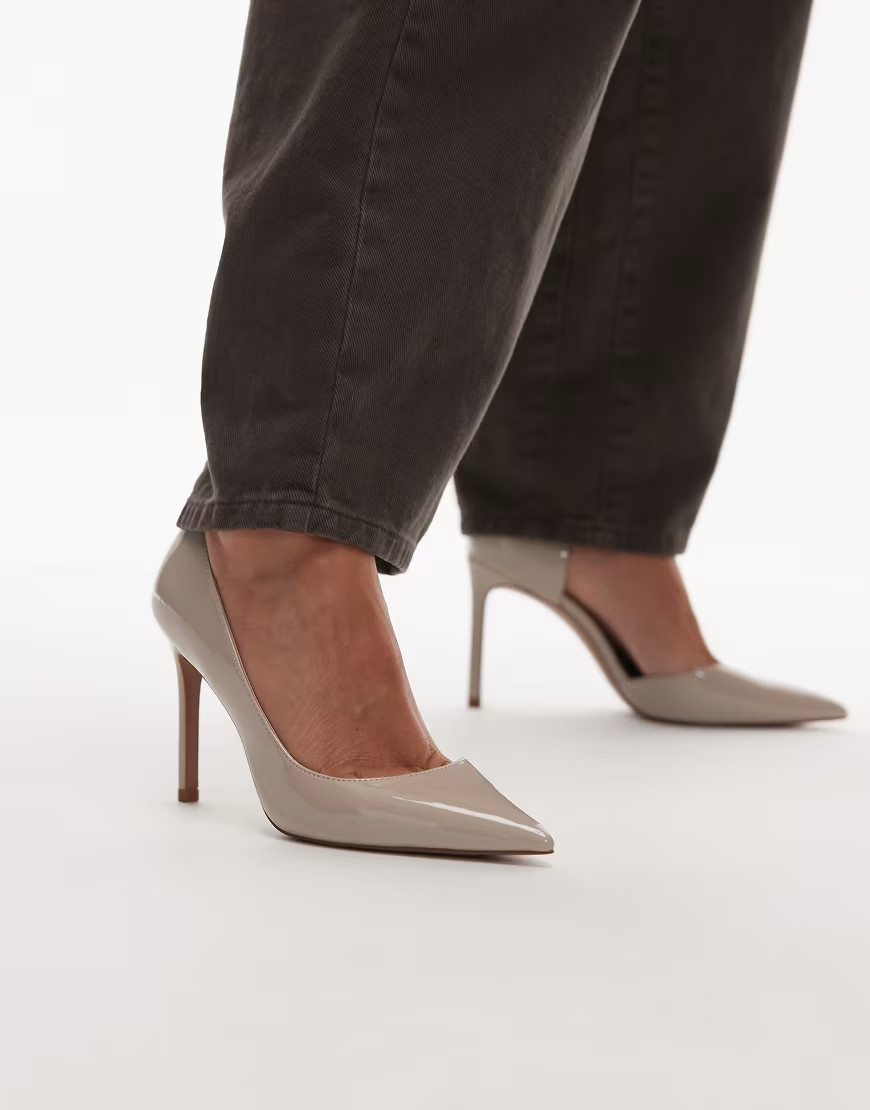 Mango faux leather heeled stiletto in grey | ASOS (Global)